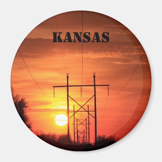 Kansas Power line Sunset Cup Magnet (Voorkant)