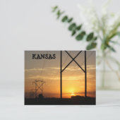 Kansas Power Line Sunset Silhouette Post Kaart (Staand voorkant)
