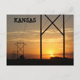 Kansas Power Line Sunset Silhouette Post Kaart