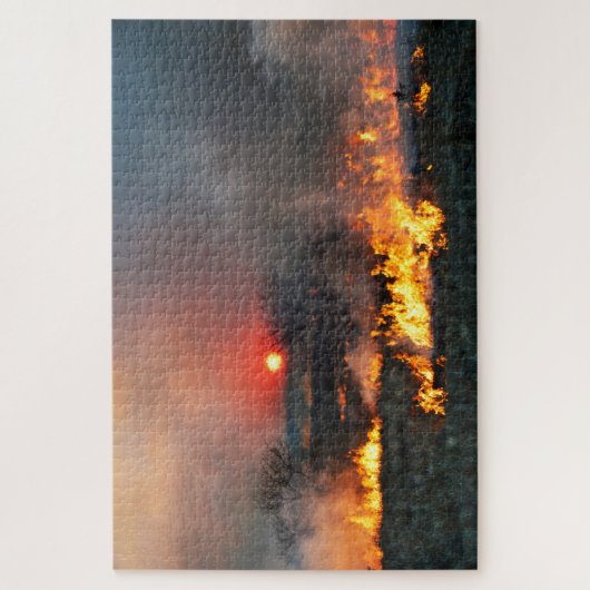 Kansas Prairie Burn op Sunset Legpuzzel (Verticaal)
