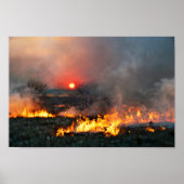 Kansas Prairie Burn op Sunset Poster (Voorkant)