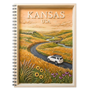 Kansas Prairie Roadtrip Vintage Reis Landschap Notitieboek