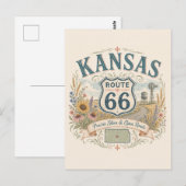 Kansas Prairie Route 66 Groet Briefkaart (Voorkant / Achterkant)
