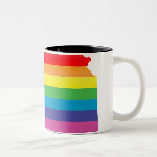 Kansas Pride. Gestreept. Tweekleurige Koffiemok (Rechts)