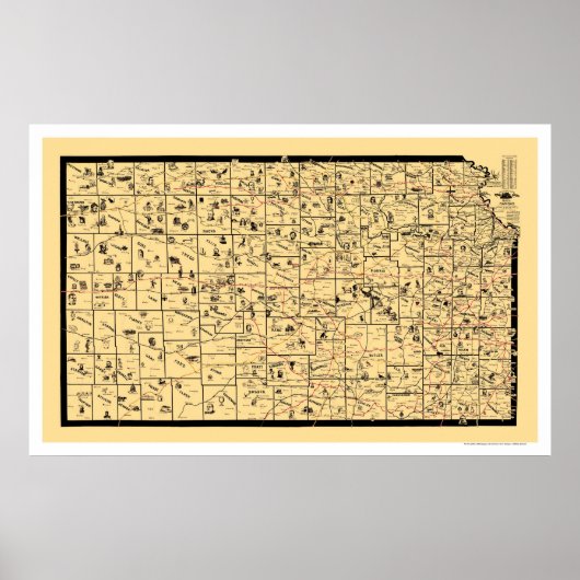 Kansas Railroad Map 1897 Poster (Voorkant)