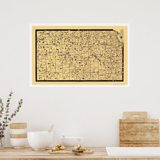 Kansas Railroad Map 1897 Poster (Keuken)