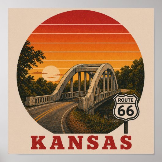 Kansas Rainbow Bridge Route 66 Poster (Voorkant)