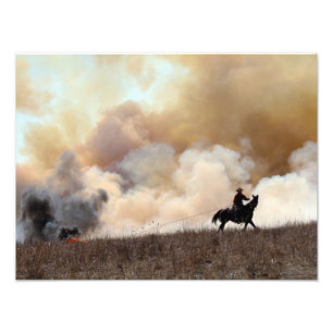 Kansas Rancher die een gecontroleerde brand begint Foto Afdruk