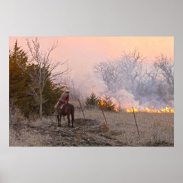 Kansas Rancher die een gecontroleerde prairiebrand Poster