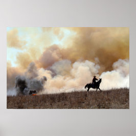 Kansas Rancher Start een Gecontroleerde Prairiebra Poster