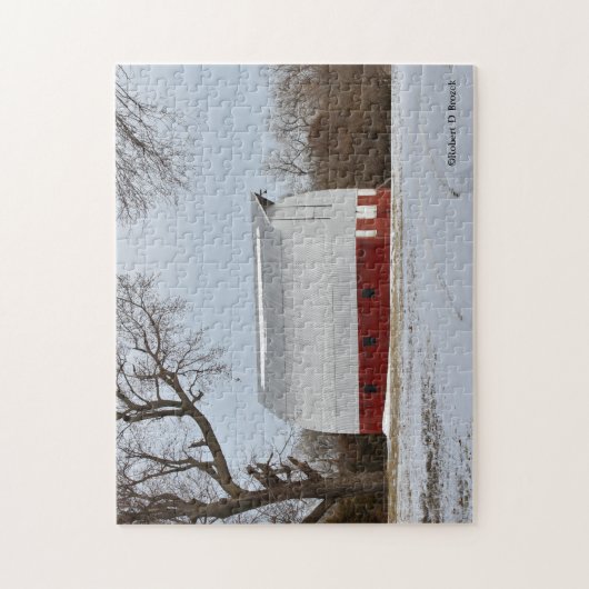 Kansas Red Barn en Snow Legpuzzel (Verticaal)