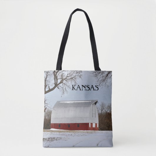 Kansas Red Barn en Snow Tote Bag (Voorkant)