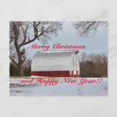 Kansas Red Barn Kerstmis Briefkaart (Voorkant)