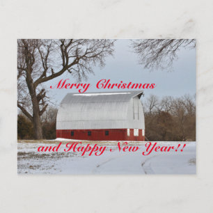 Kansas Red Barn Kerstmis Briefkaart