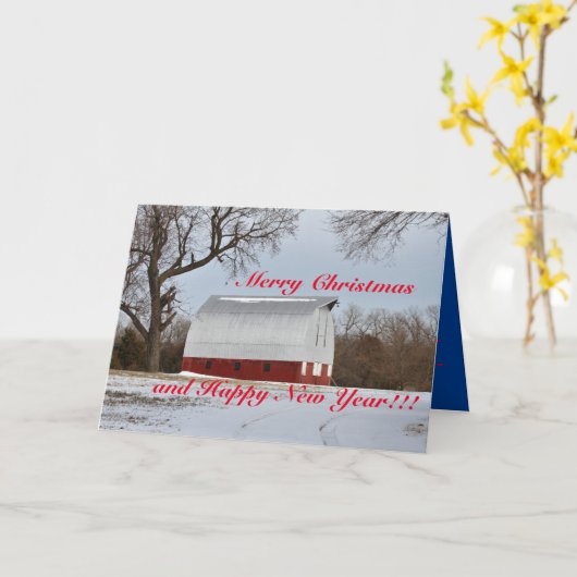 Kansas Red Barn Kerstmis Kaart (Gele Bloem)