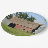 Kansas Red Barn met blauwe lucht Papieren Bordje (Gekanteld)