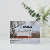 Kansas Red Barn met boom- en sky Post-Kaart Briefkaart (Staand voorkant)