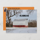 Kansas Red Barn met boom- en sky Post-Kaart Briefkaart (Voorkant / Achterkant)