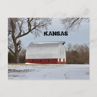 Kansas Red Barn met boom- en sky Post-Kaart Briefkaart