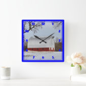 Kansas Red Barn Vierkante Klok (Huis)