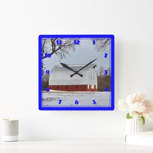 Kansas Red Barn Vierkante Klok (Huis)