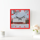 Kansas Red Barn Vierkante Klok (Huis)