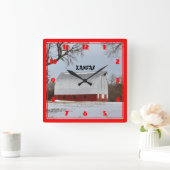 Kansas Red Barn Vierkante Klok (Huis)