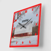Kansas Red Barn Vierkante Klok (Hoek)