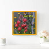 Kansas Red Cherry's closeup Square Wall Clock Vierkante Klok (Huis)