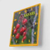 Kansas Red Cherry's closeup Square Wall Clock Vierkante Klok (Hoek)