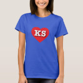 Kansas Red Heart - Ik hou van KS T-shirt (Voorkant)