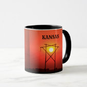 Kansas Red Power Line sunset COFFEE MOK (Voorkant rechts)
