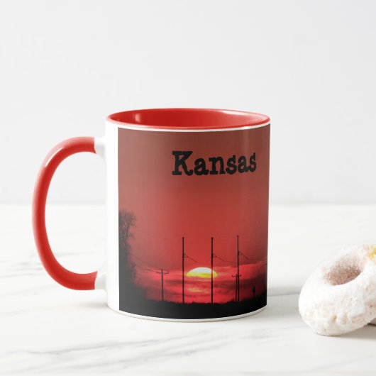 Kansas RED SUNSET Coffee Mok (Met donut)