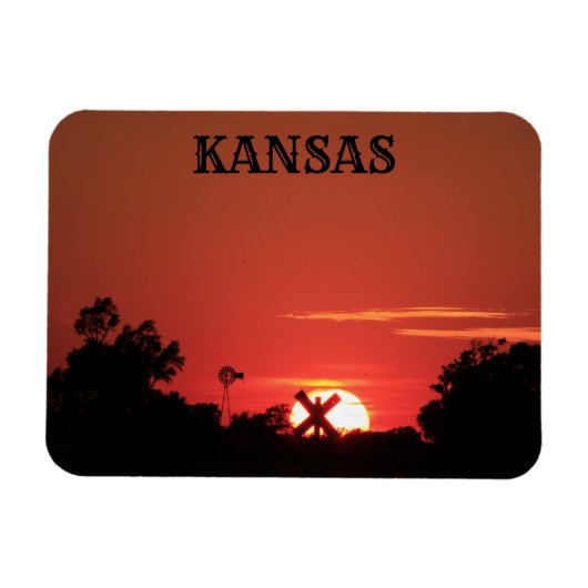 Kansas Red Sunset Windmill, Magnet Magneet (Horizontaal)