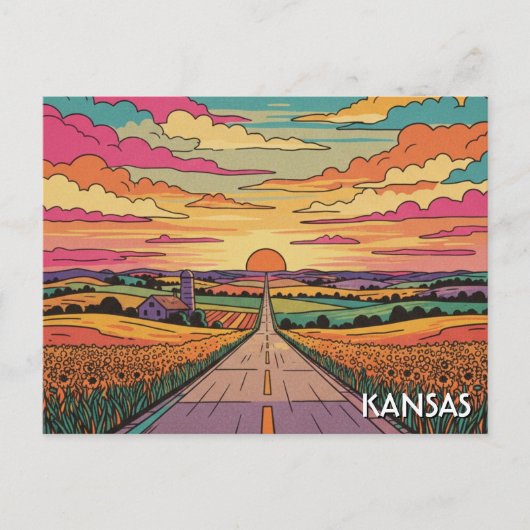 Kansas Reizen Briefkaart (Voorkant)