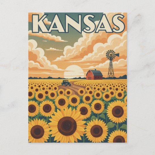 Kansas Reizen Briefkaart (Voorkant)