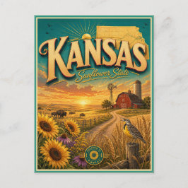 Kansas Retro Reis Souvenir Prentbriefkaart Briefkaart