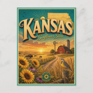 Kansas Retro Reis Souvenir Prentbriefkaart Briefkaart