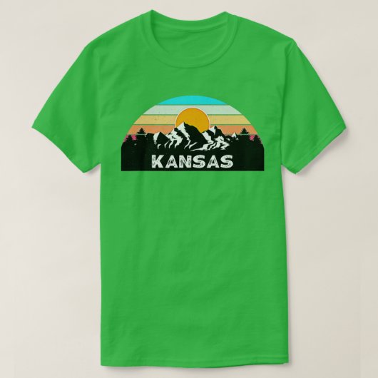 Kansas Retro  Sunset Mountain Kansas lovers T-shirt (Design voorkant)