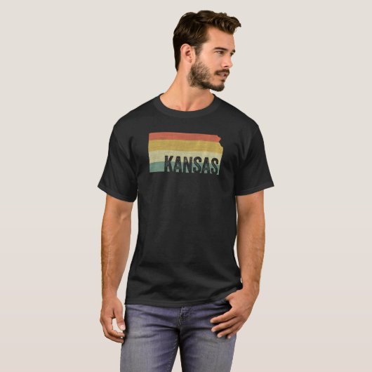 Kansas  Retro Sunset State Map T-shirt (Voorkant volledig)