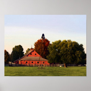 Kansas rode schuur in de herfst poster