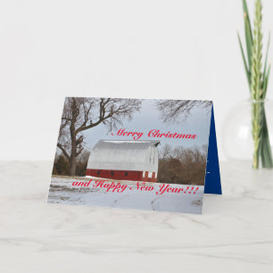 Kansas Rode Schuur Kerstmis Kaart