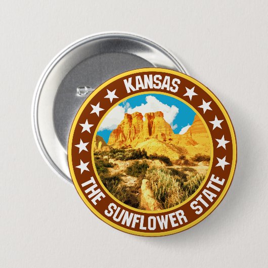Kansas Ronde Button 7,6 Cm (Voorkant /achterkant)