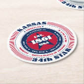 Kansas rood wit blauw typografie ronde kartonnen onderzetter (Gebogen)