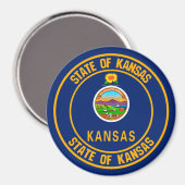 Kansas Round Emblem Magneet (Voorkant / Achterkant)