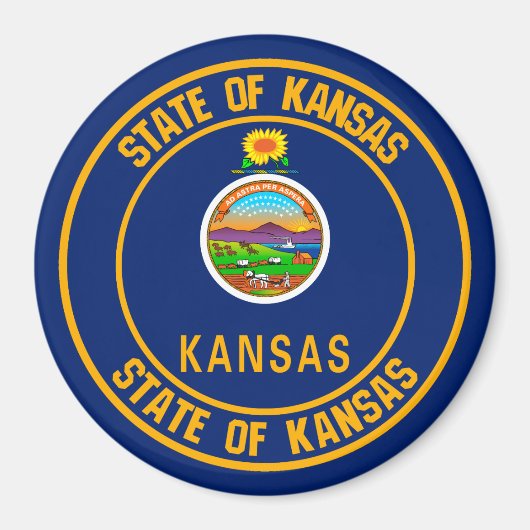 Kansas Round Emblem Magneet (Voorkant)