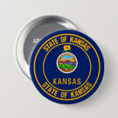 Kansas Round Emblem Ronde Button 7,6 Cm (Voorkant /achterkant)