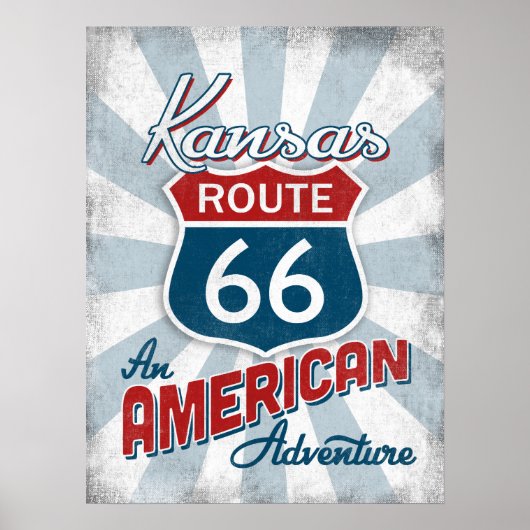 Kansas Route 66  Amerika Poster (Voorkant)