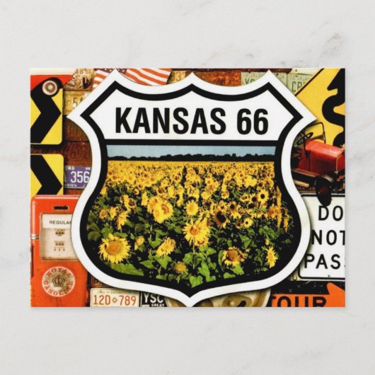 Kansas Route 66 ansichtkaart Briefkaart (Voorkant)