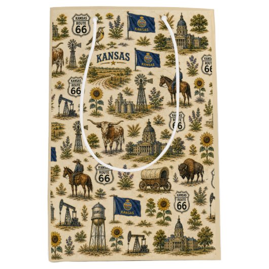 Kansas Route 66 Cadeau Prairie Medium Cadeauzakje (Voorkant)